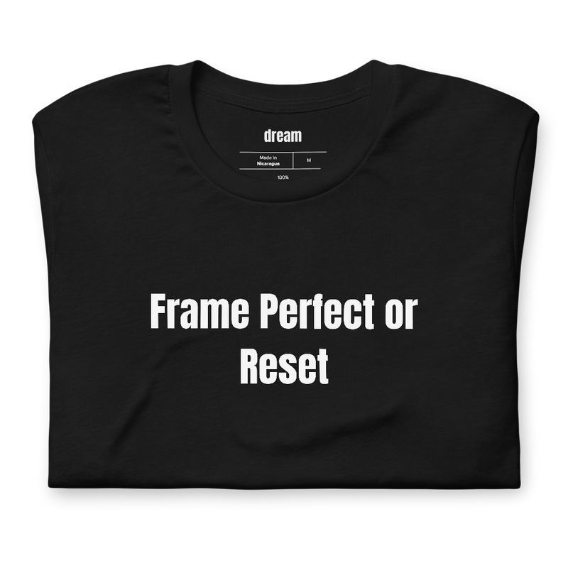 Frame Perfect or Reset - Speedrunning t-shirt