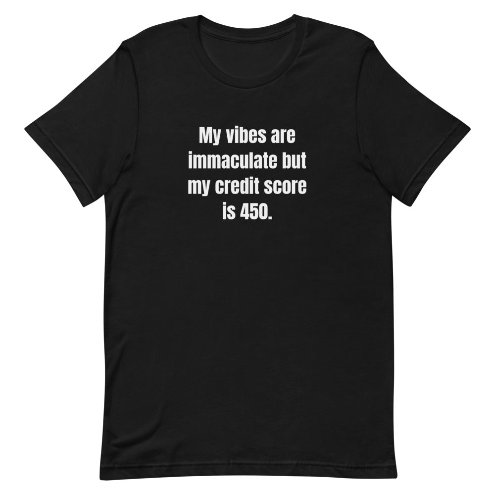 My vibes are immaculate but my credit score is 450. - Professional Bad Influence t-shirt
