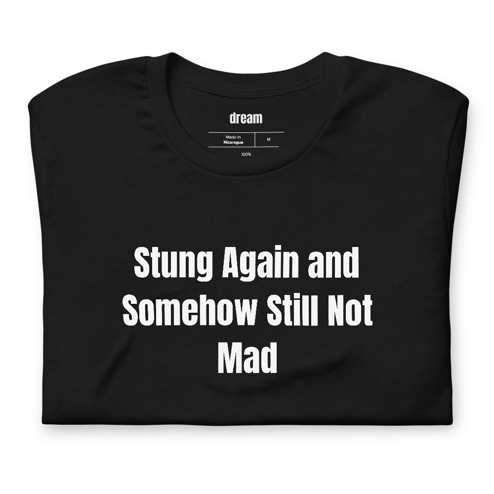Stung Again and Somehow Still Not Mad - Backyard Beekeepers t-shirt